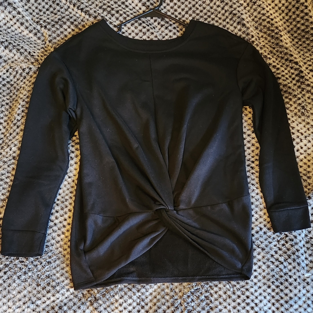 Chance Or Fate - Women's Medium Black Tie Front Lightweight Sweater